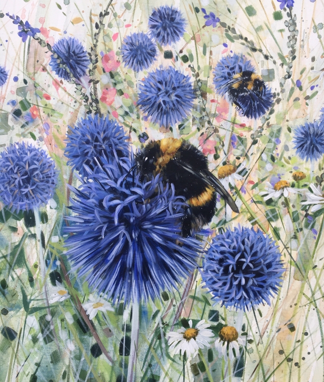 Echinops and Bumble Bees Echinops and Bumble Bees